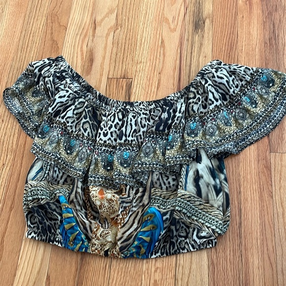 CAMILLA
Off-The-Shoulder Midriff Frill Top, Warrior Wanderlust size 3 - Picture 2 of 4